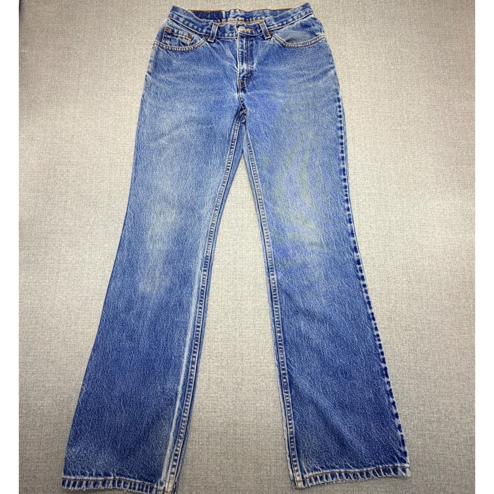 Vintage Levis 517 Womens Juniors Jeans Slim Fit Bootcut Acid Wash Red Tab Denim